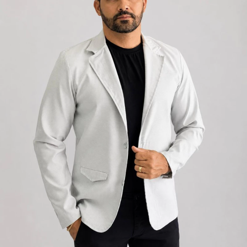 Blazer Masculino Poliviscose Alfaiataria Luxo Corte Italiano Social Esporte Fino 2 Botões Executivo Slim Premium