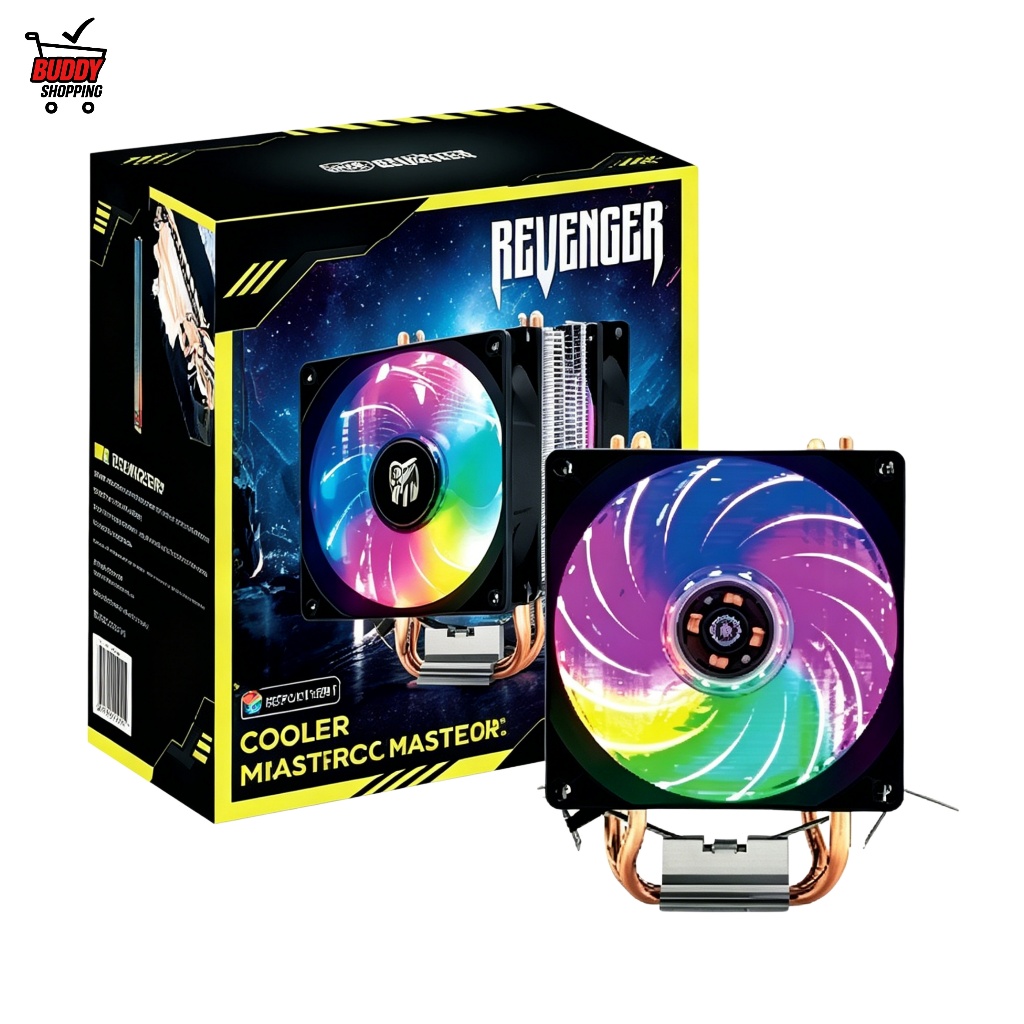 Cooler para Processador Ventilador Duplo 2100 RPM RGB TDP 120W Cooler CPU Hidraulico 3 Pinos
