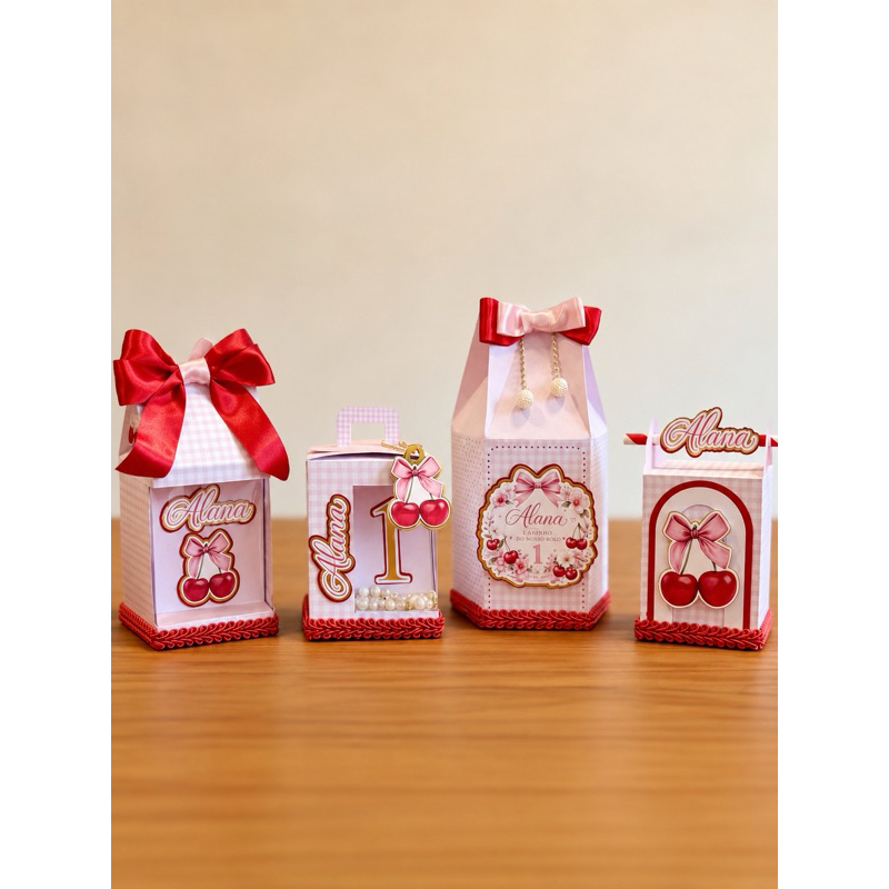 Kit Personalizados Luxo para Festa Infantil | 4 Modelos de Caixas Personalizadas | Lembrancinhas CEREJINHA