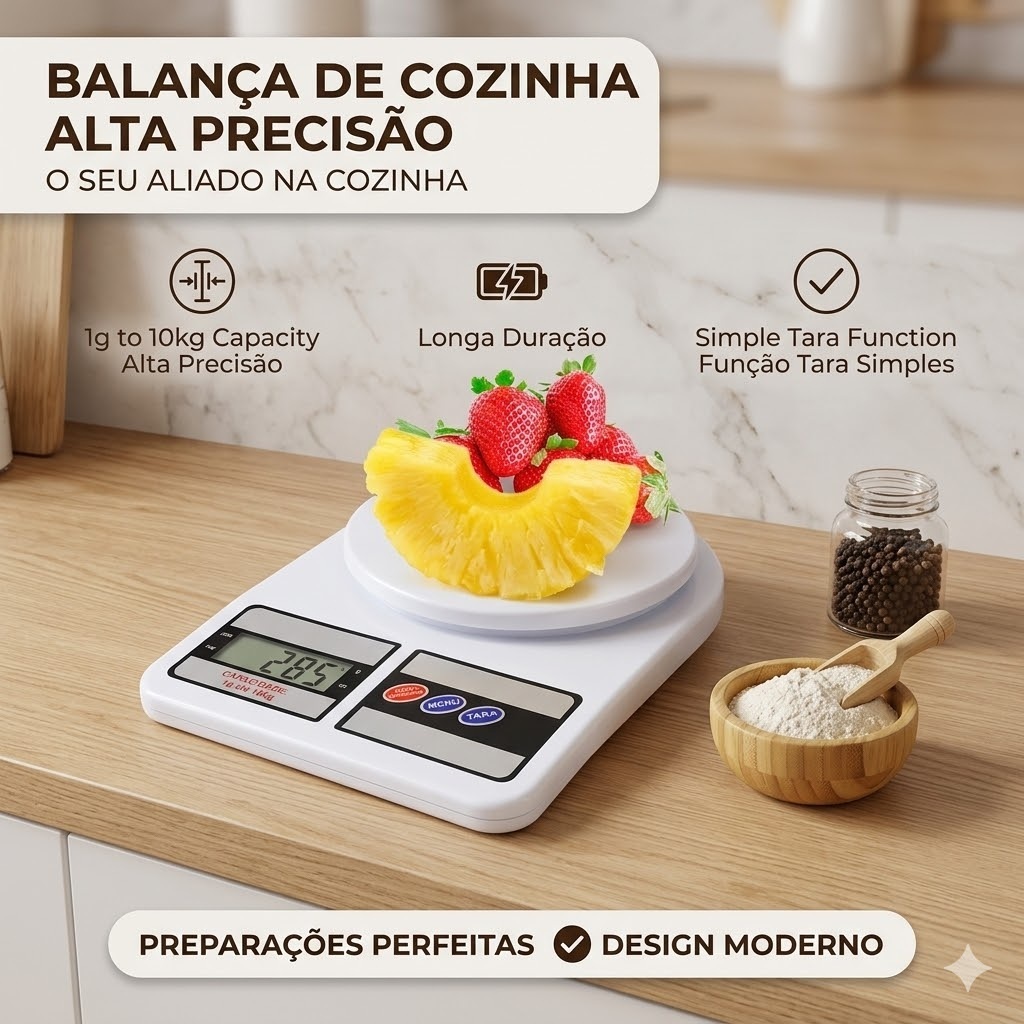 Balança Digital De Precisão Cozinha 10kg Portatil de Pesar Alimentos Confeitaria Brigadeiro