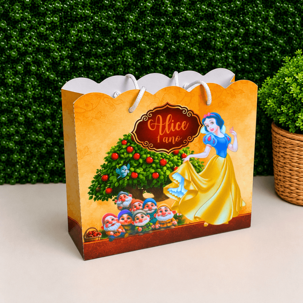 Sacolinha Personalizada Branca de Neve Festa Princesa Aniversário Infantil Lembrancinha Festa