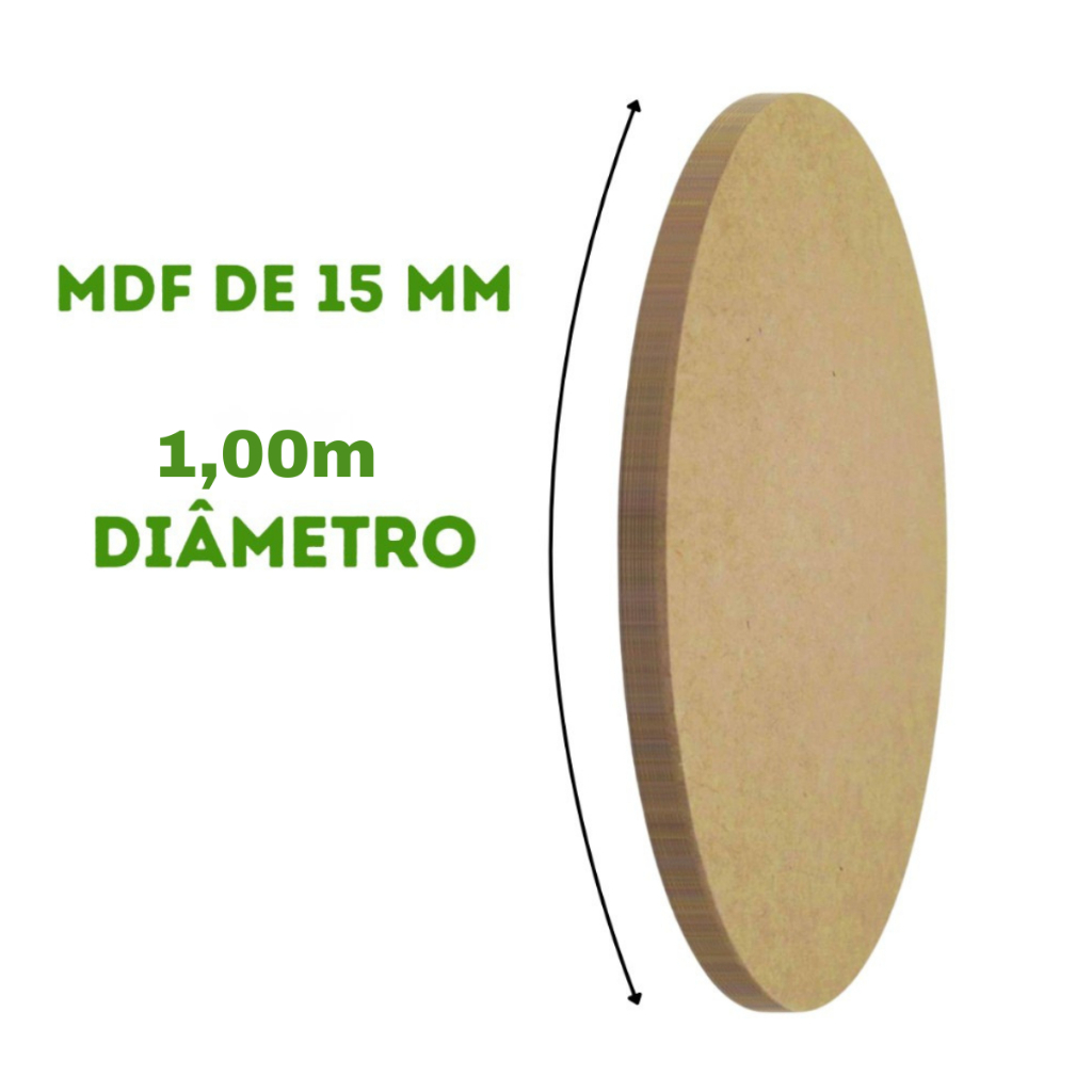 Tampo de Mesa 1,00m Chapa mdf 15mm redondo Diâmetro Madeira Redondo Decoração Sala Cozinha