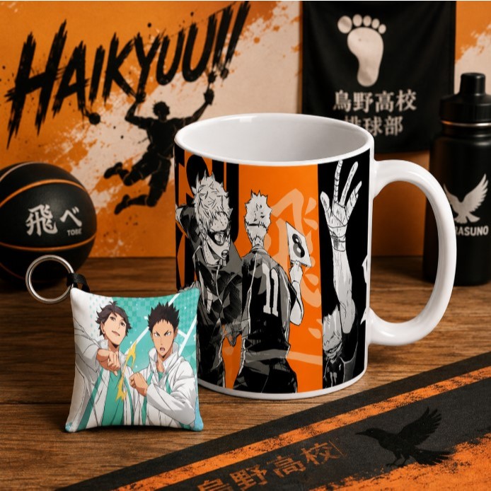 Caneca + Chaveiro Haikyuu Anime Manga Presente Geek