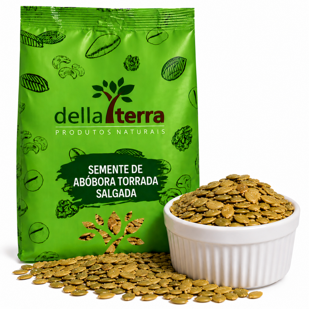 Semente de Abóbora Sem Casca Torrada Com Sal 1Kg - Della Terra