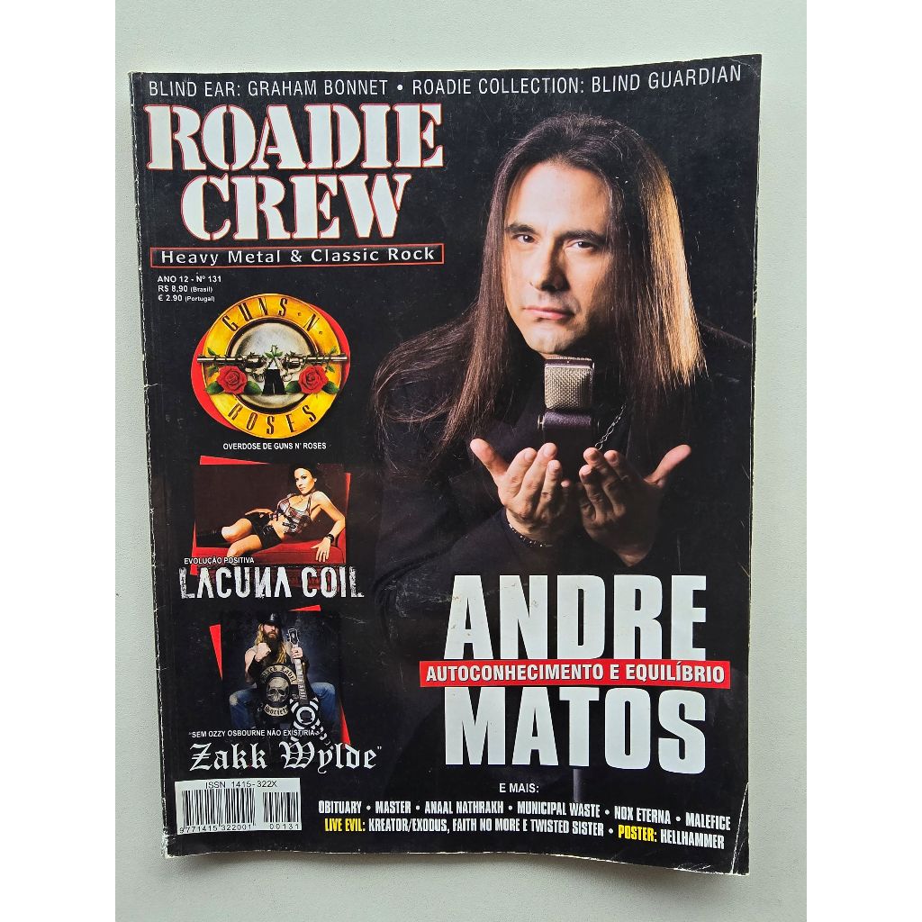 Revista Roadie Crew Nº 131 - 2009 - Andre Matos / Lacuna Coil / Pôster Hellhammer