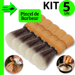 Pincéis para Barbear Profissional com Design Clássico Cabo de Madeira e Cerdas Sintéticas Macias