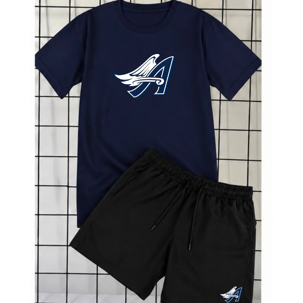 Kit conjunto masculino Verão camisa 100% algodão e bermuda short tectel moda masculina estampado A Asa Lançamento