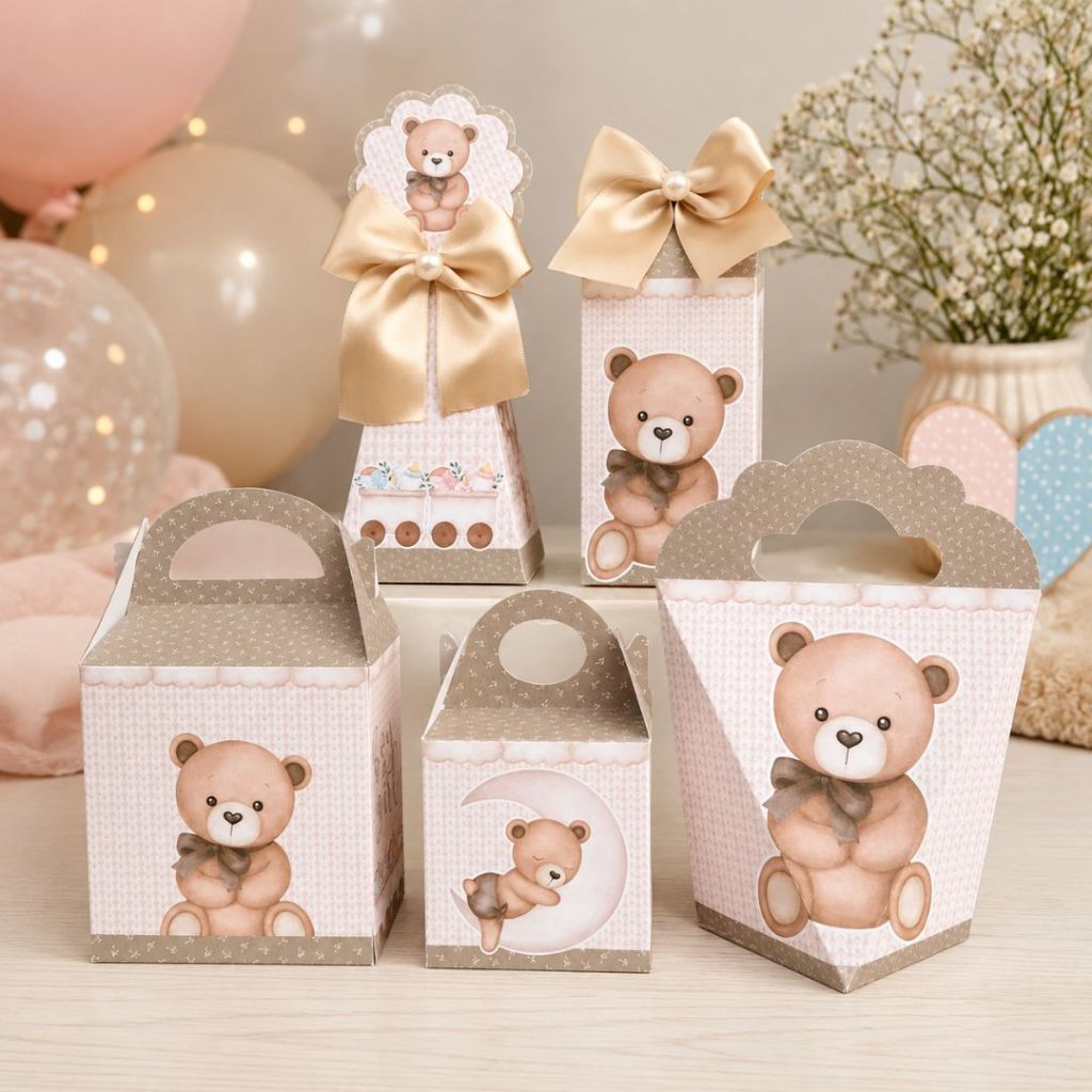 Lembrancinhas CHÁ REVELAÇÃO NEUTRO URSINHO | Kit Festa | Caixinhas Personalizadas | Decoração