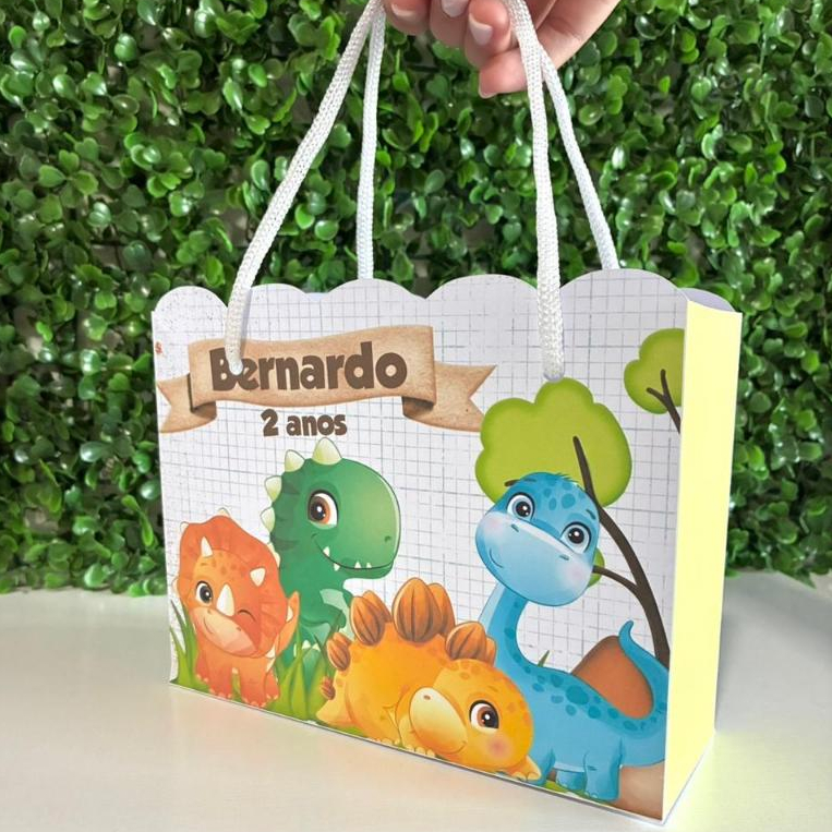 Sacolinhas Personalizadas Dinossauro Baby | Pegue e Monte | Lembrancinhas Aniversário