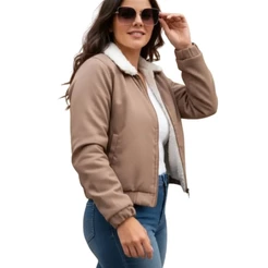 Jaqueta Feminina Forrada Internamente com Pelinho nas Mangas – Ideal para Dias Frios