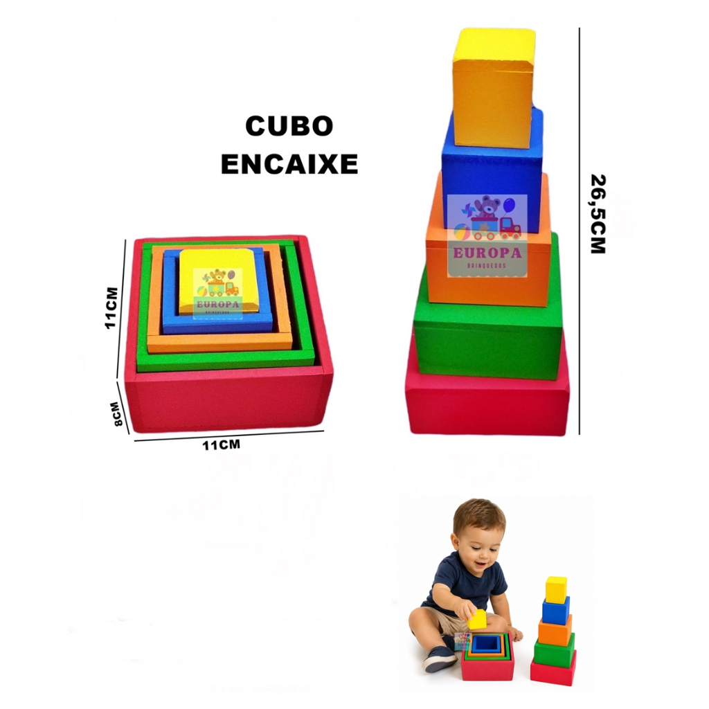 CUBO ENCAIXE / BLOCOS ENCAIXE BRINQUEDO PEDAGOGICO EM MADEIRA MDF