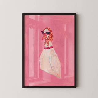 Quadro Decorativo Arte Minimalista Pato de Lenço Com Moldura