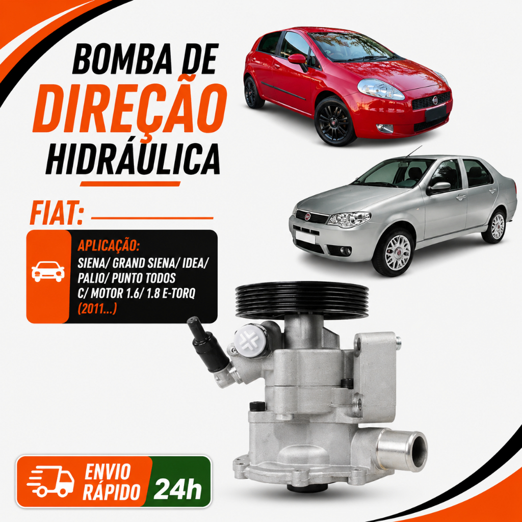 Bomba Direção Hidráulica com Bomba d'Água Compatível Grand Siena / Siena / Idea / Palio / Punto