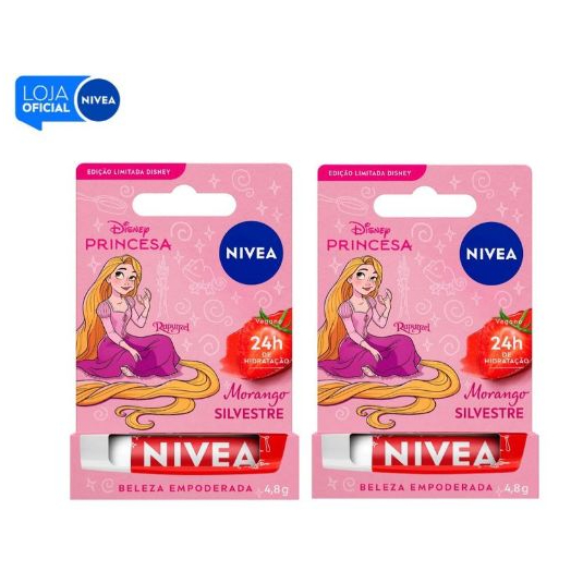 KIT NIVEA Hidratante Labial Morango Silvestre Ed. Limitada Rapunzel Disney® Prin