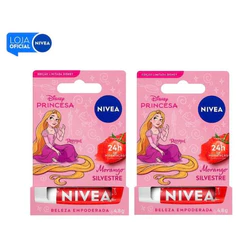 KIT NIVEA Hidratante Labial Morango Silvestre Ed. Limitada Rapunzel Disney® Princesa 4,8g - 2 Un