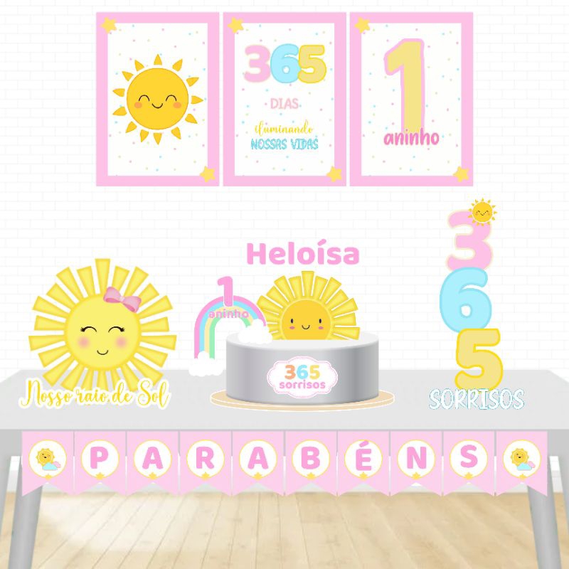 Kit Festa Só um Bolinho- 365 sorrisos- Decoração Aniversário/Mesversario infantil- Kit festa Personalizado completo
