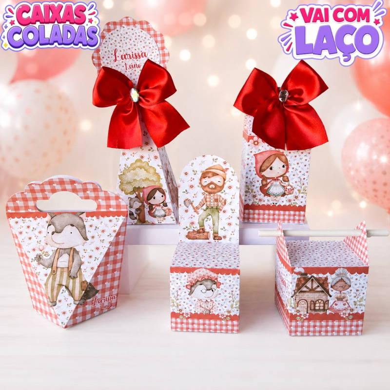 Kit Caixas Chapeuzinho Vermalho Personalizados/Lembrancinha de Festa/Aniversário/Lembrancinha Festa Infantil