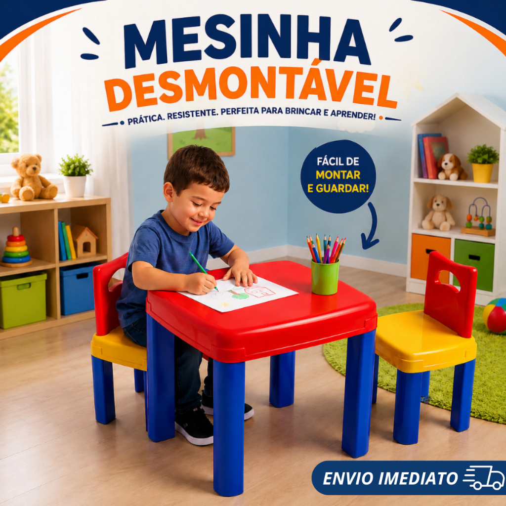 Mesinha de Brinquedo Infantil Com Mesa e Cadeira Didatica Para Meninos e Meninas