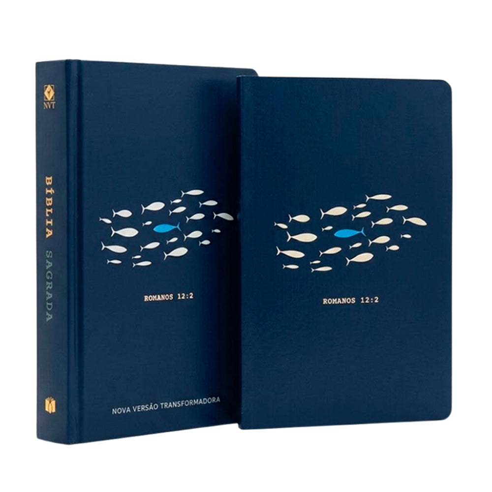 Kit Livro Bloco de Anotações | Capa Brochura e Bíblia Sagrada Slim Correnteza | NVT | Capa Dura