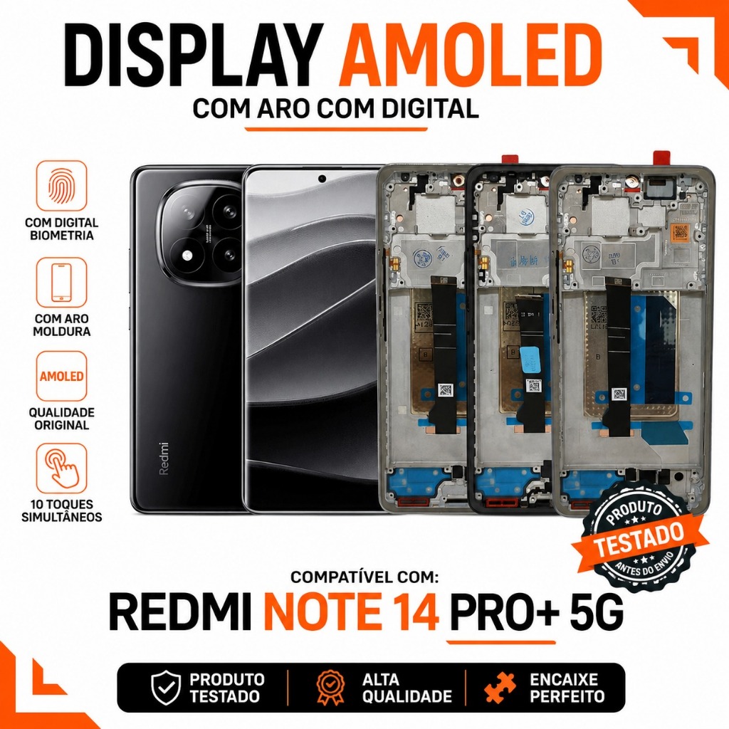 Frontal Redmi Note 14 Pro Plus+ 5G Display Amoled Original Tela Com Aro Chassi C