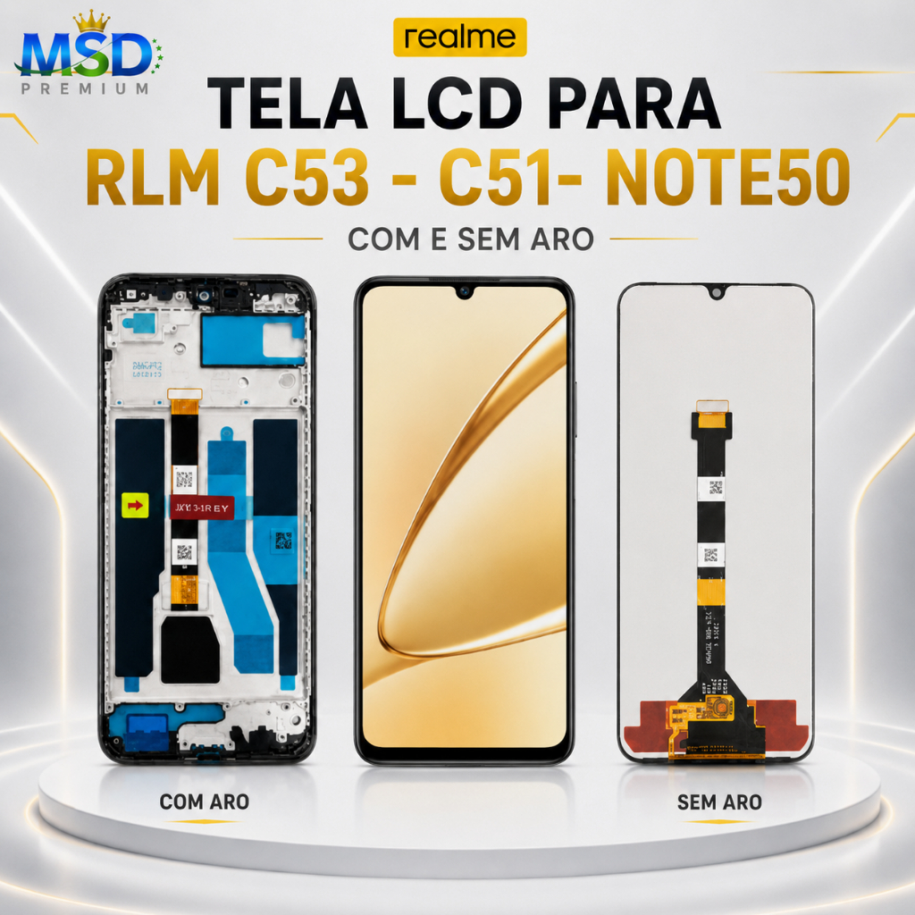 Frontal Tela Display Touch LCD Completa com e sem Aro Realme C53 C51 Note 5O