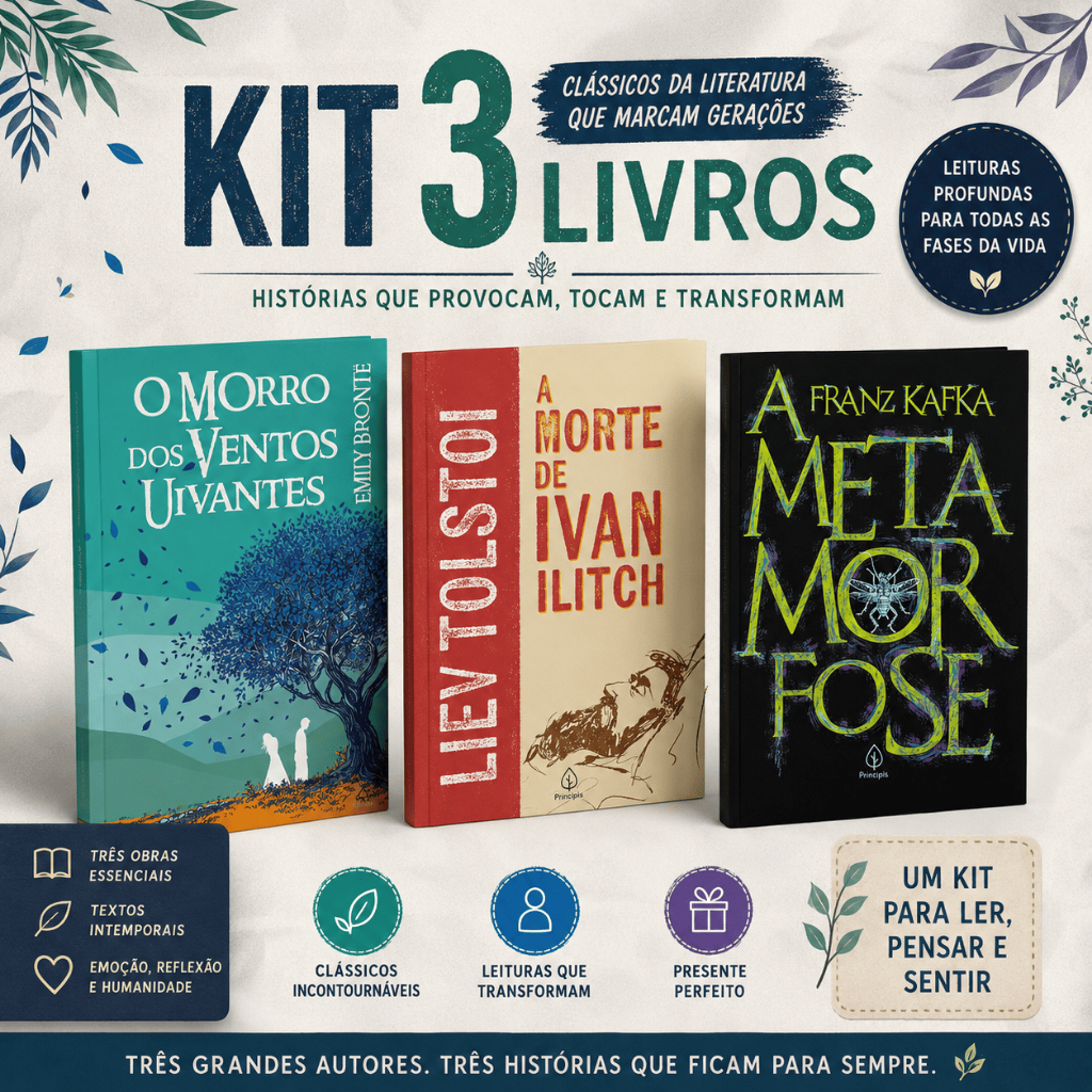 Kit 3 Livros Clássicos A Metamorfose O Morro dos Ventos Uivantes e A Morte de Ivan Ilitch