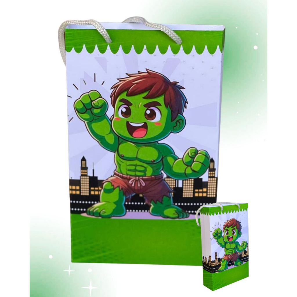 SACOLINHAS PERSONALIZADAS HULK BABY CUTE PEGUE E MONTE LEMBRANCINHA SURPRESA HEROI HULK BEBE