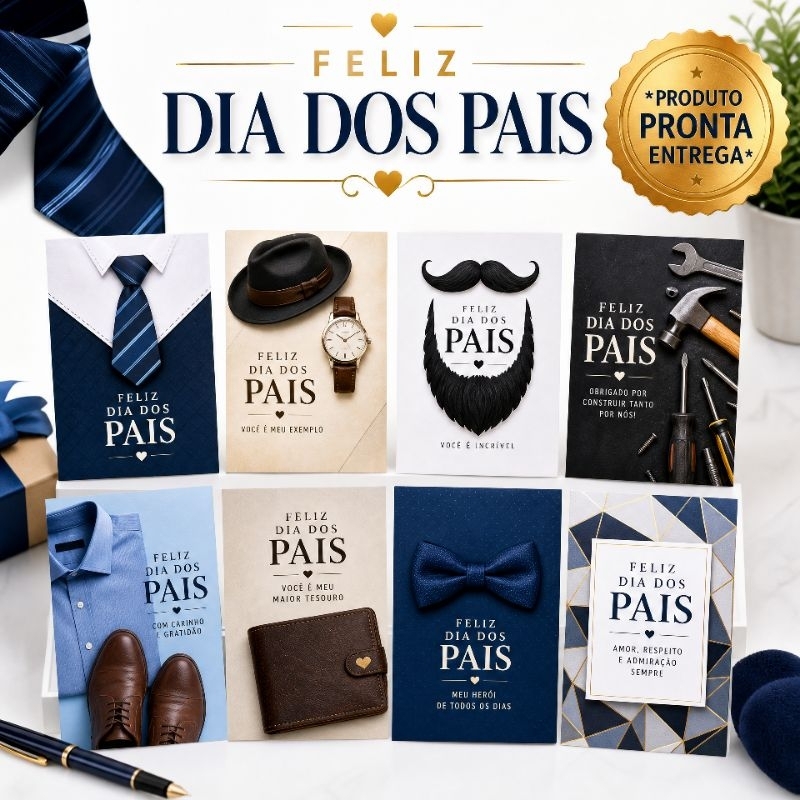 Cartões Dia Dos Pais 5x9 Tags Variadas Kit 50/100 Unidades