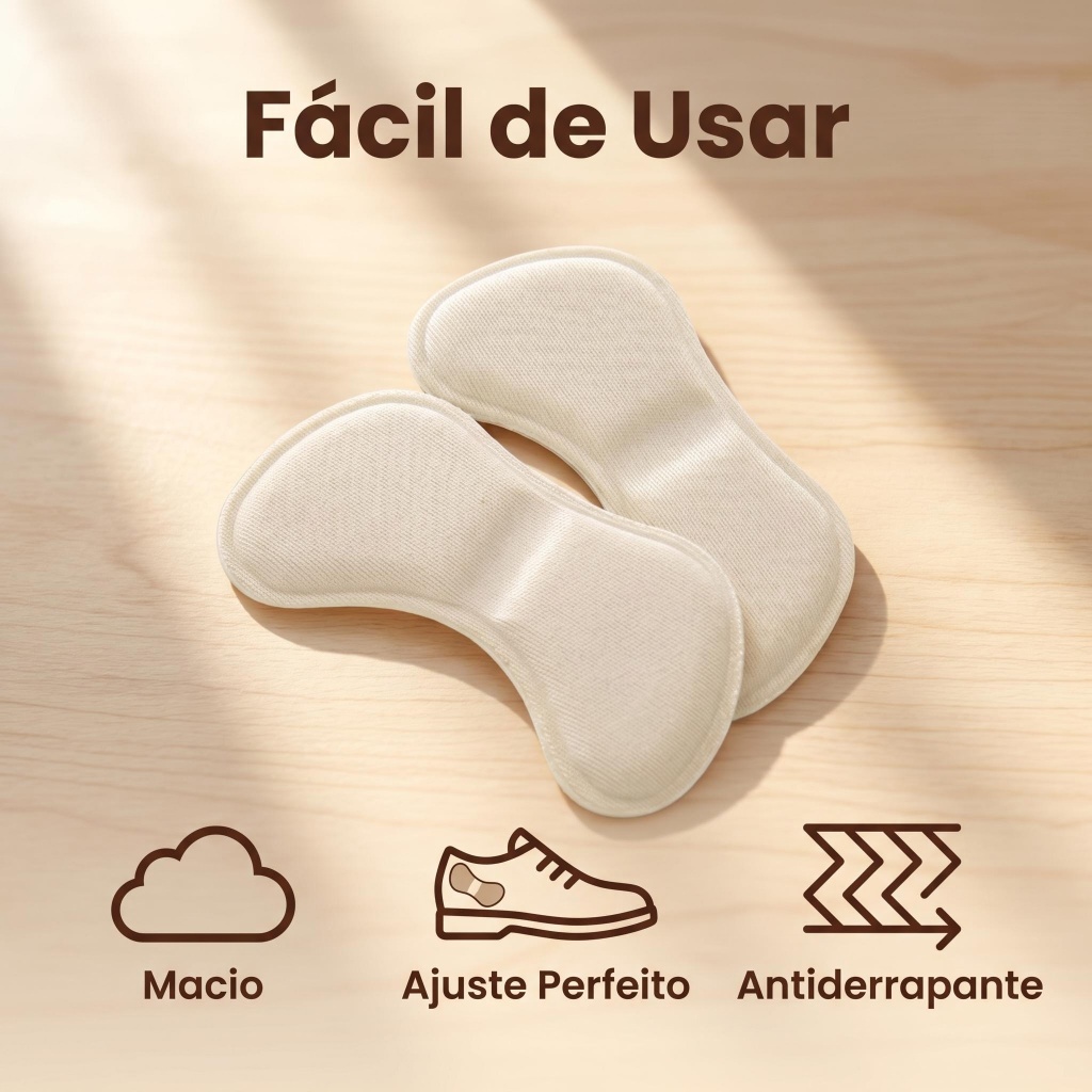 Protetor Calcanhar Preto e Bege Confortável Anti-atrito