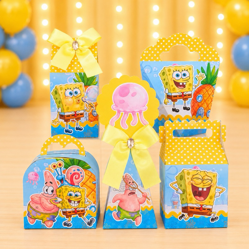 Kit Festa Bob Esponja Caixinhas para festa infantis lembrancinhas de aniversario mimos decoração personalizados do tema