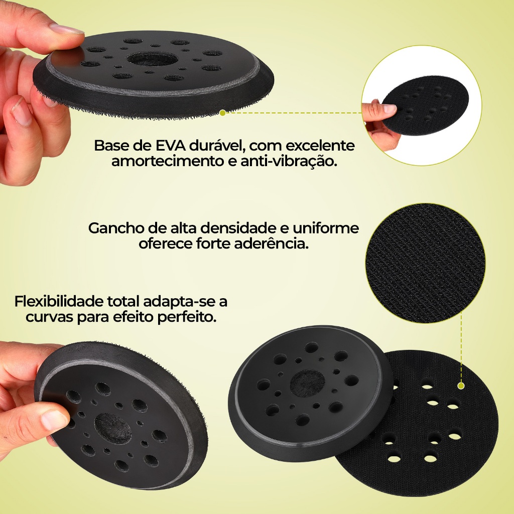 Lixas de Disco 125MM Com 2 Suportes Em Eva 15pcs Lixas Velcro Kit Para Lixadeira Orbital Profissional Desoon · foto 2