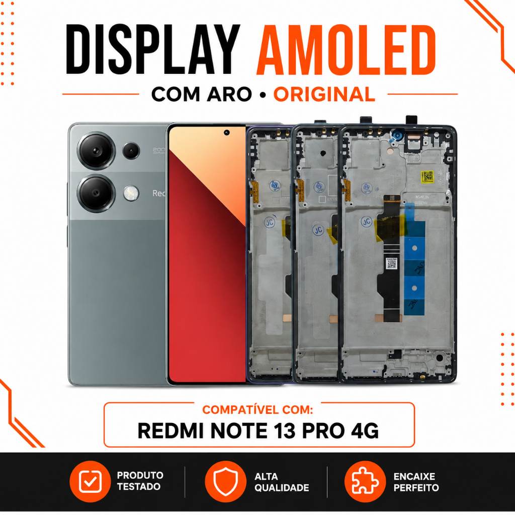 Frontal Redmi Note 13 Pro 4G Display Amoled Oled C/Aro Tela Original C/Digital C