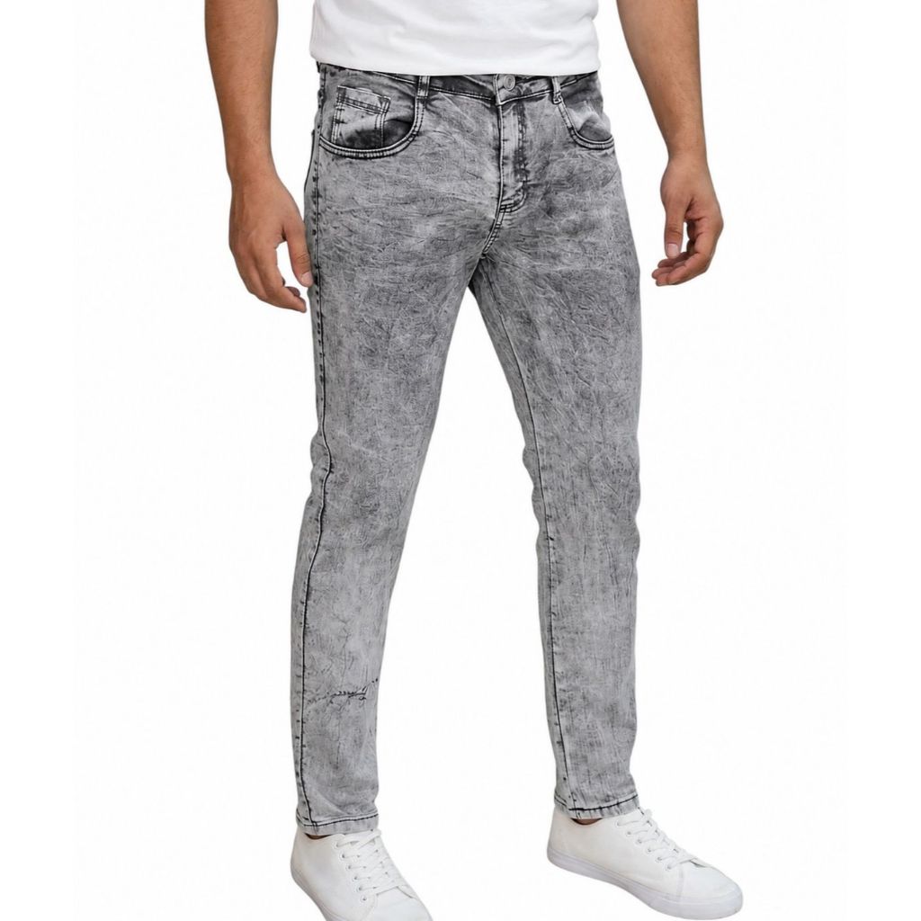 Calça Jeans Masculina Grafite Azul Preta Com Elastano Zíper Confortável