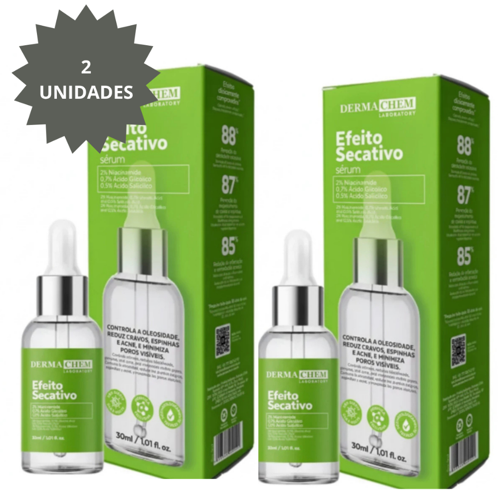 Kit  2/1 Dermachem Sérum Facial Secativo 30ml Ácido Salicílico Antiacne, Ação Anti-inflamatória