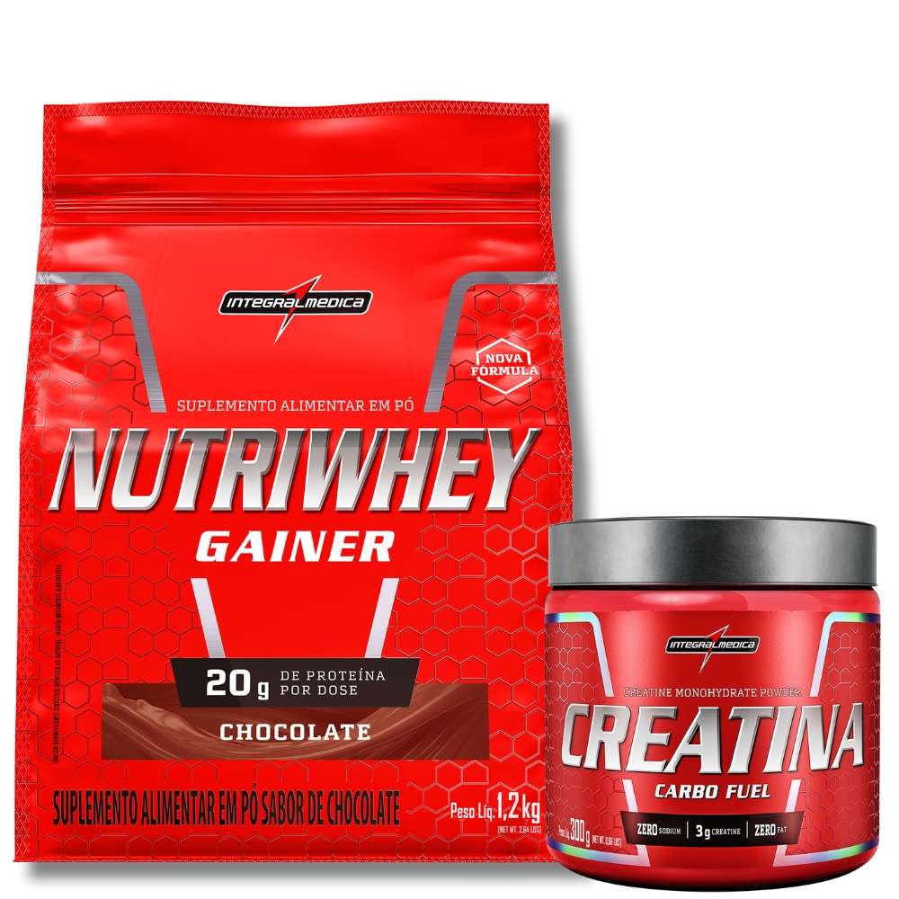 Kit Nutri Whey Gainer Refil 1,2Kg + Creatina CarboFuel 300g Integralmedica