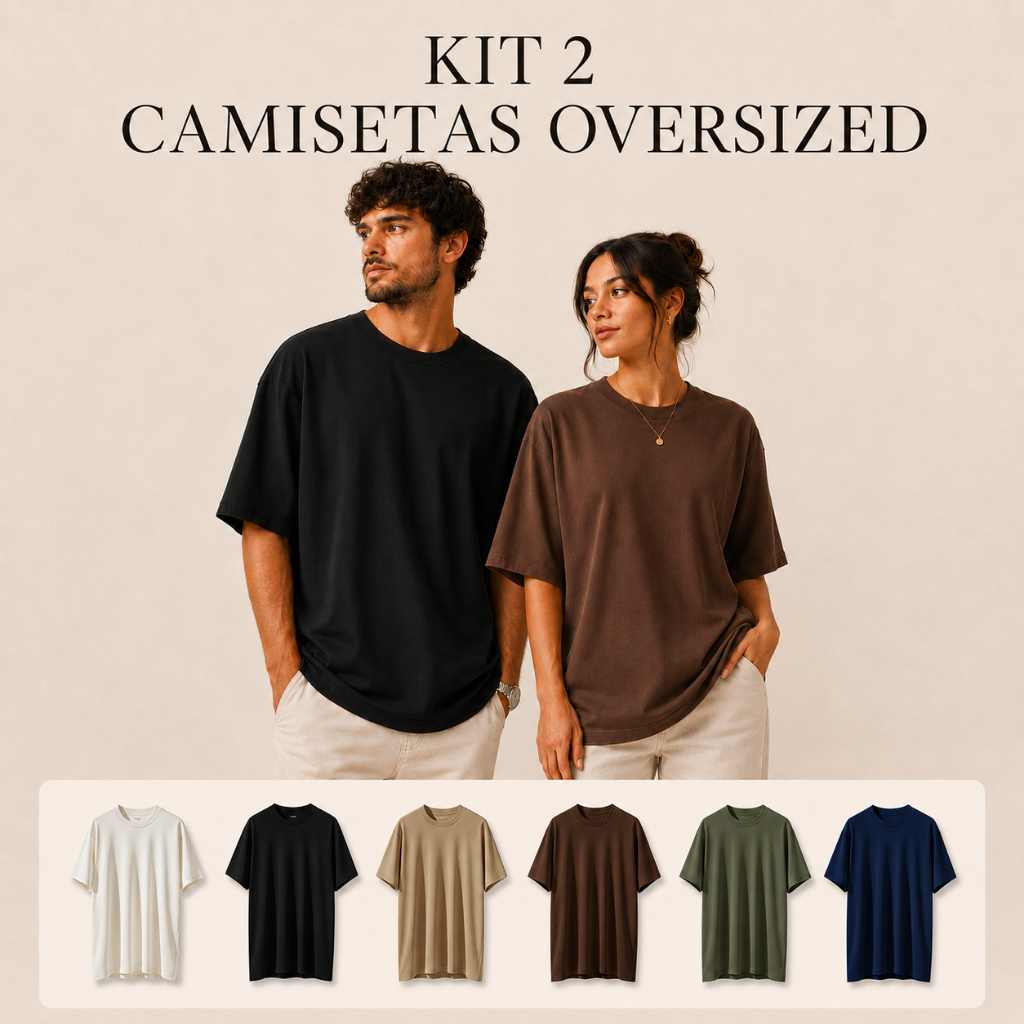 Kit 2 Camisa Camiseta Oversized SUEDINE Masculina Feminina Básica Malhão Algodão Moda Streetwear
