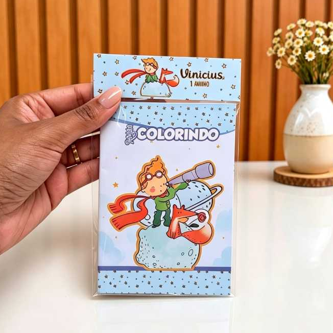 Mini Livro de Colorir Tema O Pequeno Príncipe– Livrinho de colorir Personalizado Lembrancinha Infantil –Revista(PEQUENA)