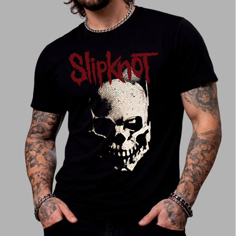 Camiseta Slipknot Banda de Rock Caveira Camisa Blusa Unissex Masculino Feminino Plus Size 100% Algodão