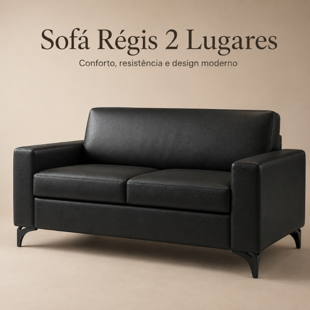 Sofá 2 Lugares Régis Courino Espuma D26 Estrutura Resistente 300kg
