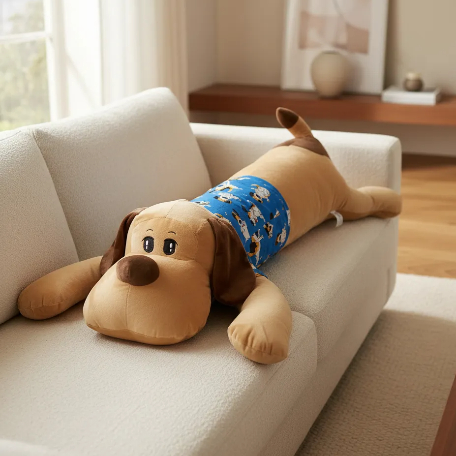 Xuxão Travesseiro Corpo Dog Pelúcia Grande 1,10m Camiseta Removível — imagem 2 de 2