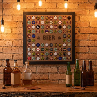 Porta tampa cerveja quadro porta tampinha garrafa