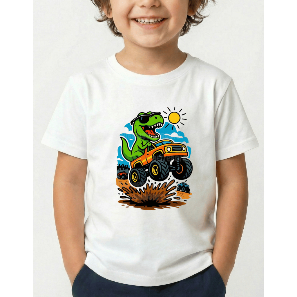 Camiseta Infantil Estampada Dinossauro Estampa Divertida de Alta Qualidade 100% Algodão