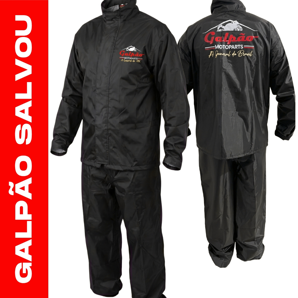 Capa de Chuva Nylon Galpão Motoparts Motoqueiro Adulto