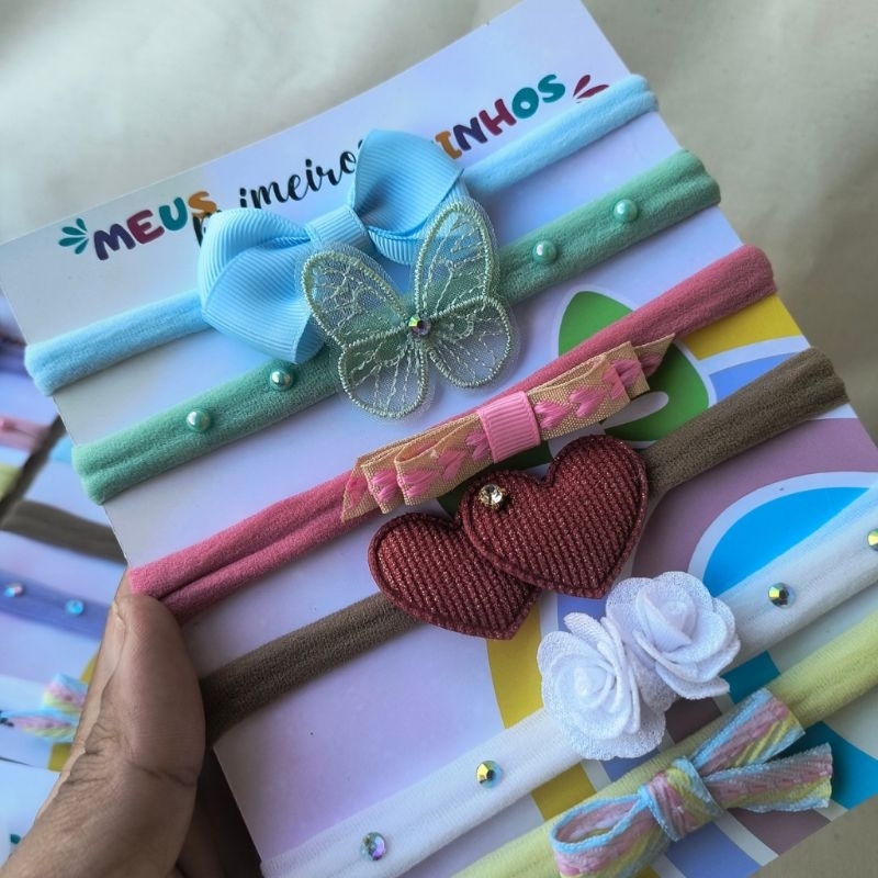 kit 6 faixinhas de Bebê  Luxo Recém-Nascida Infantil