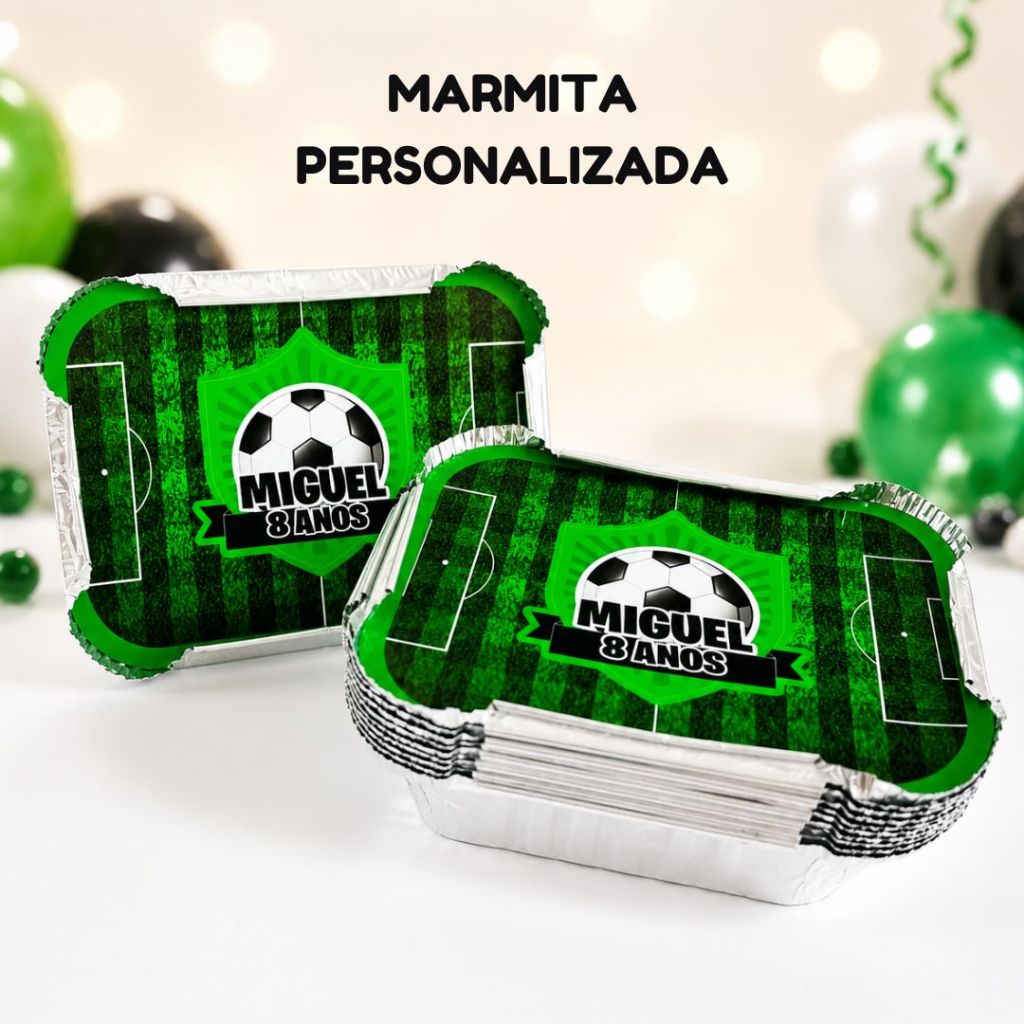 Marmita Personalizada Futebol | Lembrancinha Festa Infantil | Marmita Personalizada Aniversário Futebol