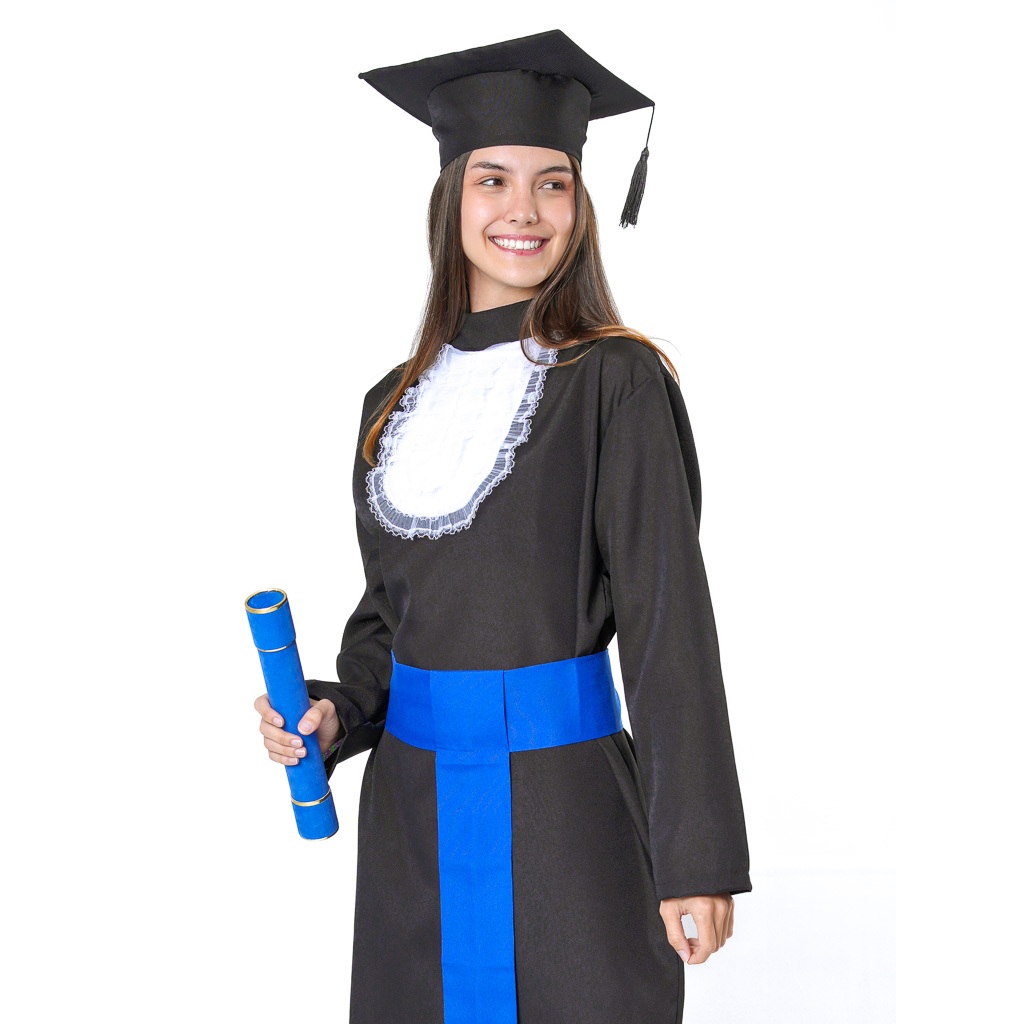 Beca de Formatura Adulto Tradicional Completa Pronta Entrega Canudo + Jabour + Faixa e Canudo | Toga de Formatura