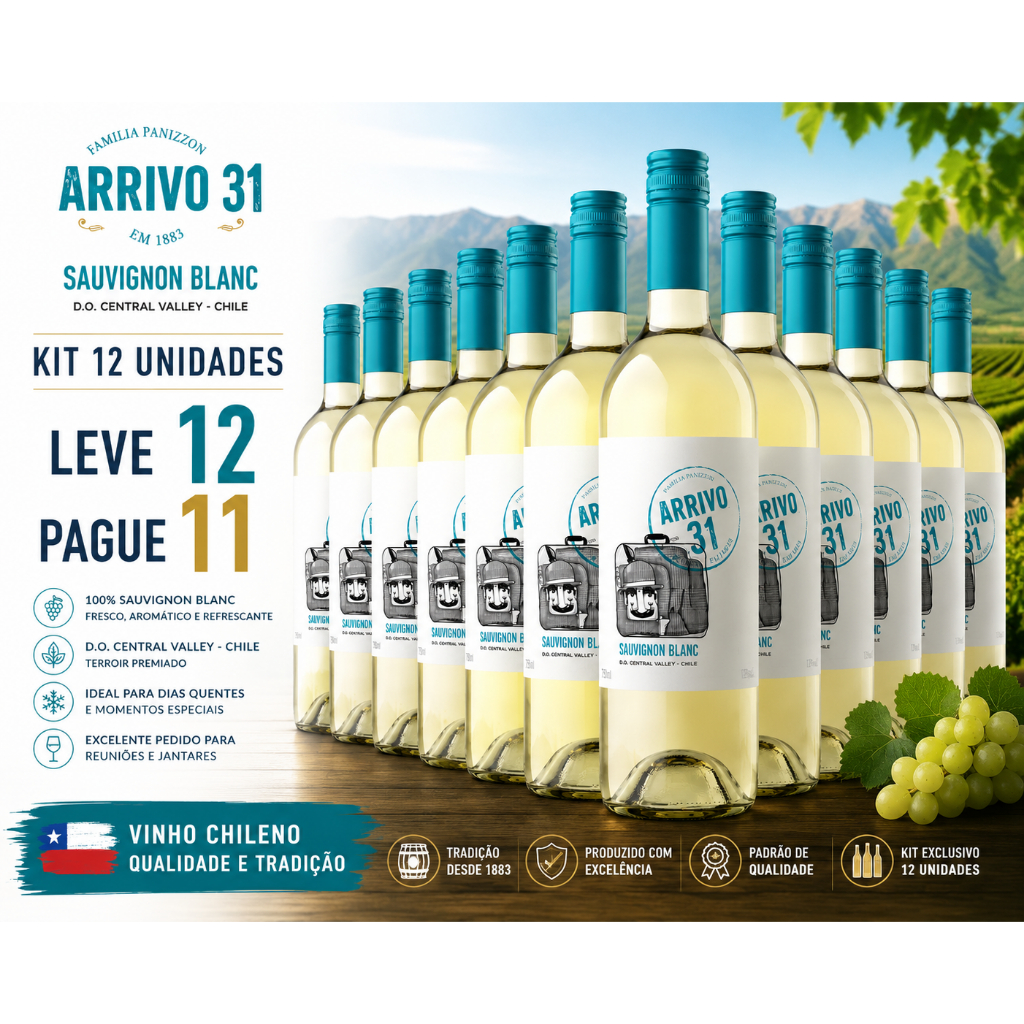 vinho Branco Seco Chileno Arrivo 31 Sauvignon Blanc 750 ml