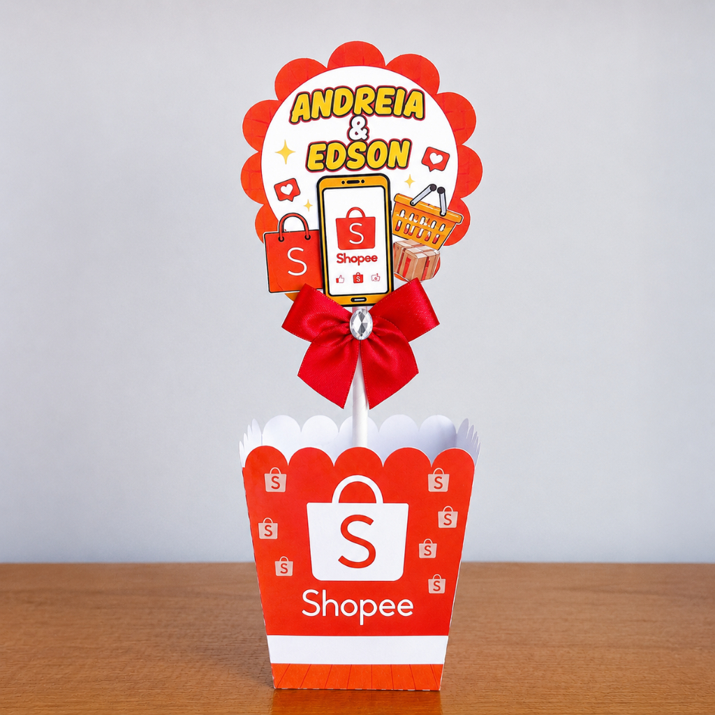 Cachepô Shopee Personalizado Centro de Mesa Pegue e Monte Lembrancinha Festa Infantil