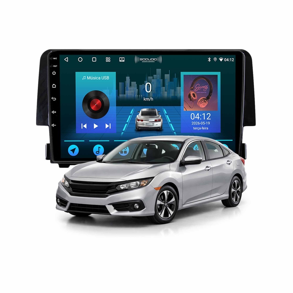 Multimídia Civic G10 2017 A 2022 64gb Carplay Android Gps Bluetooth 9 Polegadas