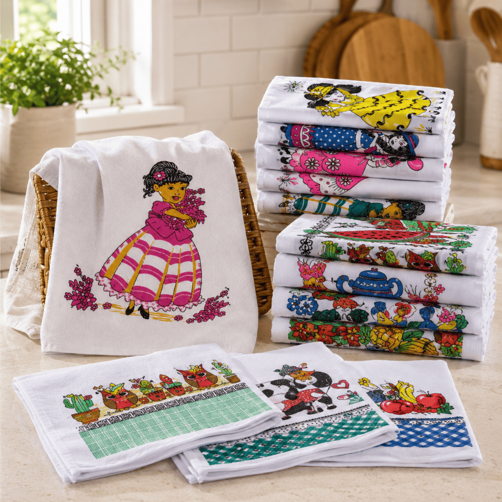 Kit Pano de Prato Estampado Bainha 100% Algodão 45x75cm Alta Absorção Cozinha Guardanapo